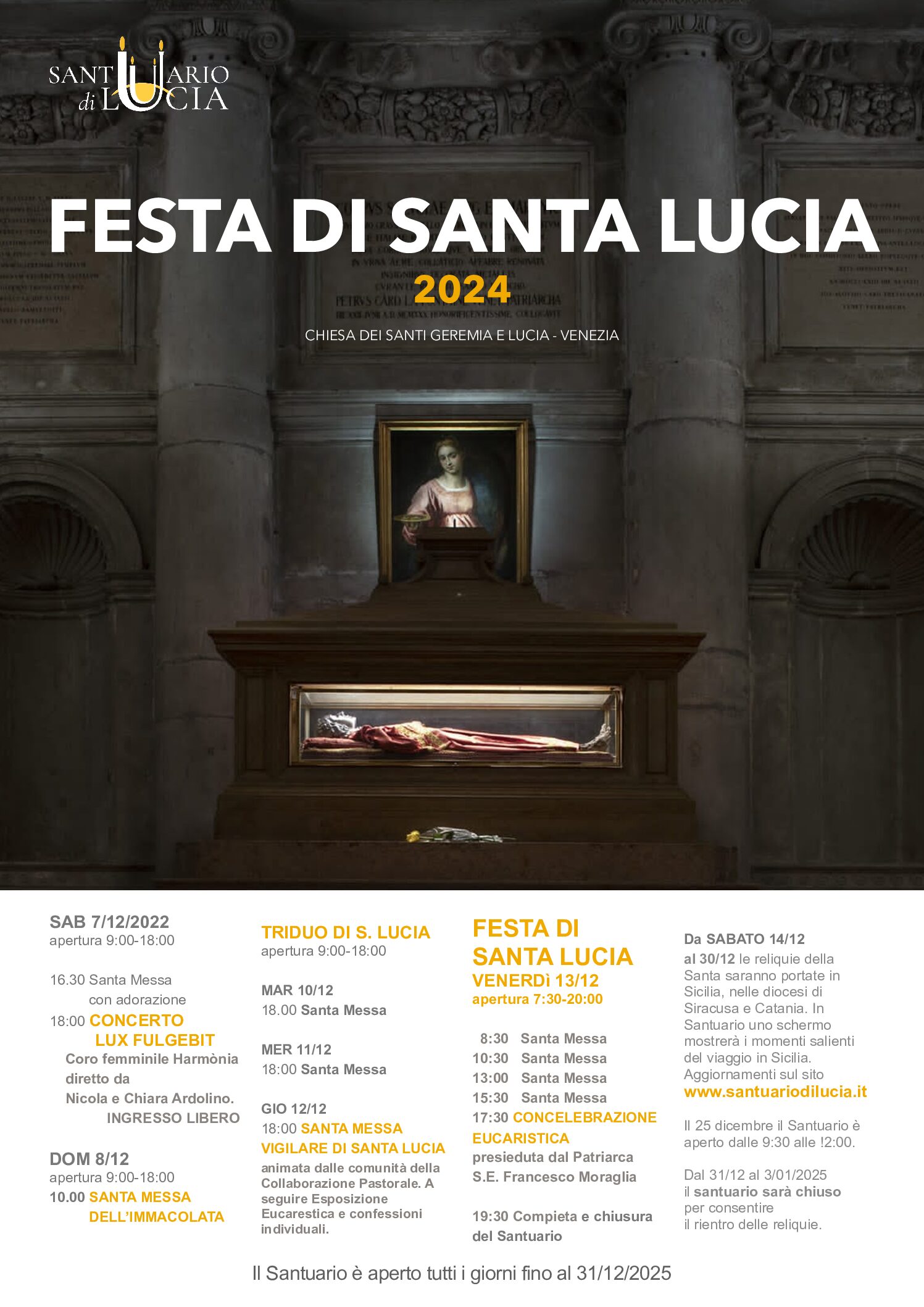 Calendario celebrazioni – Santa Lucia 2024